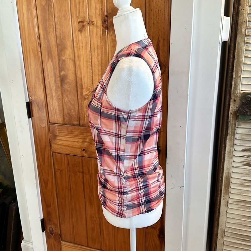 New York Laundry  1/2 button plaid  tank top size S - Picture 2 of 10